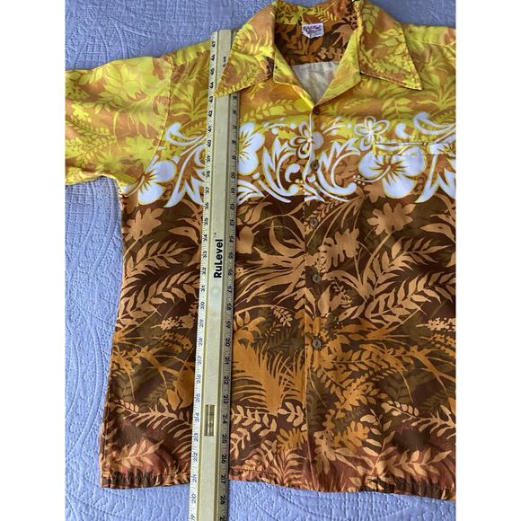 Vtg Barefoot In Paradise Mns L Hawaii Bright SS Shirt Button Up Dagger Collar - Picture 7 of 7